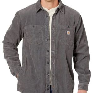 Carhartt Men’s Gray Loose Fit Heavyweight Corduroy Long-Sleeve Shirt Size XL
